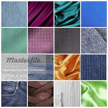 Different fabric textures in close-up