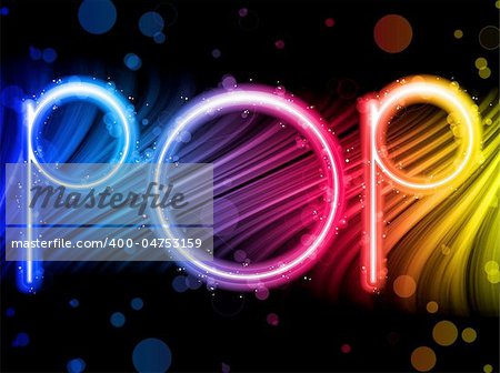 Vector - Pop Music Party Abstract Colorful Waves on Black Background