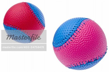 Pair of Baseballs in Masculine and Feminine Colors for Youth.  Isolated on White with a Clipping Path.