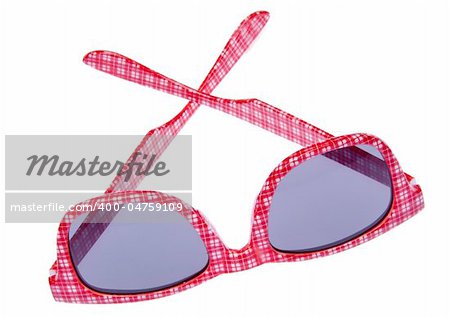 Red plaid sunglasses isolated on white with a clipping path.