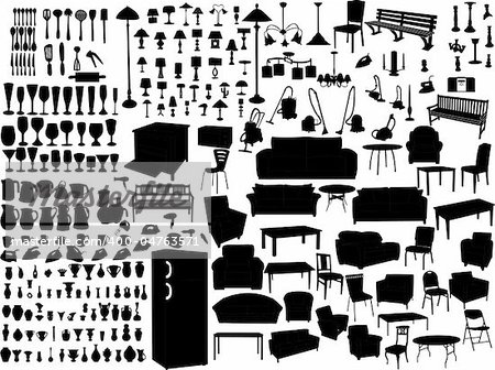 household items silhouette - vector
