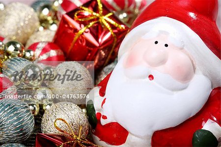 Funny Santa Claus with Christmas decorations