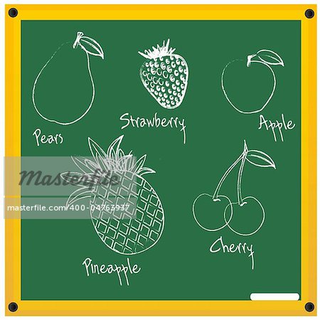 illustration of fruits sketch on chalkboard