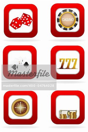 illustration of different casino symbols on white background