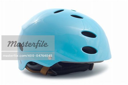 Blue ski helmet isolated over white background with clipping path