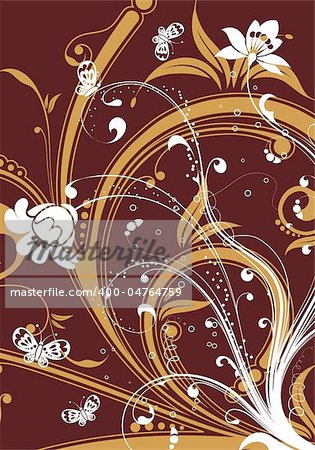 Floral background with butterfly, element for design, vector illustration