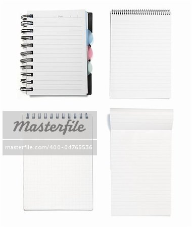 collection of notebooks on white background. each one is in full camera resolution