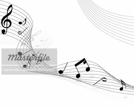 Vector musical notes staff background for design use