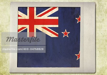 flag of vintage instant photo,new zealand