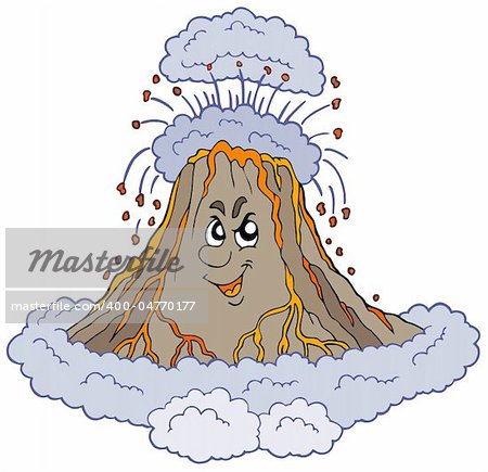 Angry cartoon volcano - vector illustration.