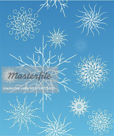 blue grunge christmas background with frame of snowflakes vector illustration