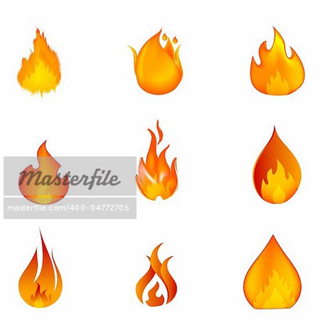 illustration of shapes of fire on white background