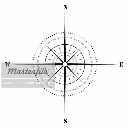 illustration of sketchy compass on isolated background