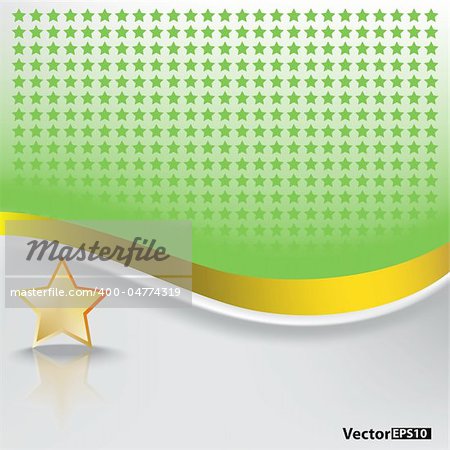 abstract green background with gold star on white