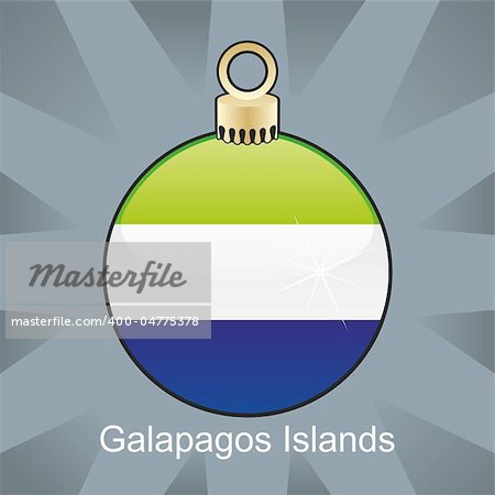 fully editable vector illustration of isolated galapagos islands flag in christmas bulb shape