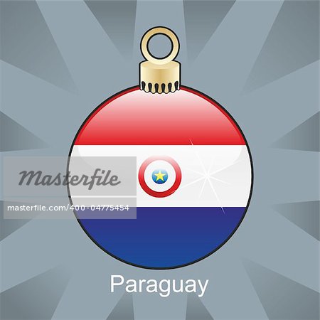 fully editable vector illustration of isolated paraguay flag in christmas bulb shape