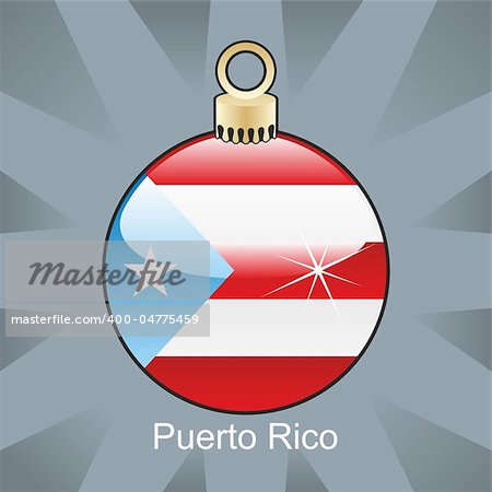 fully editable vector illustration of isolated puerto rico flag in christmas bulb shape