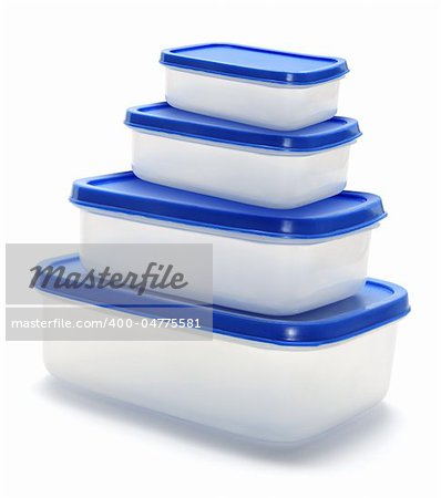 Plastic Containers on Isolated White Background