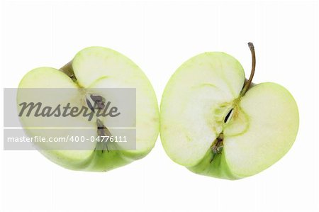 Apple Cut in Half on White Background