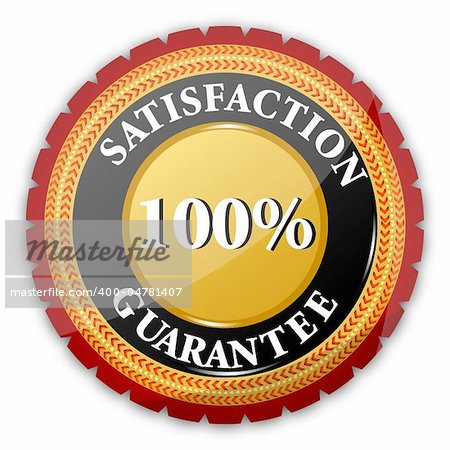 illustration of 100% satisfaction  guaranteed logo on white background
