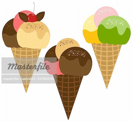 Vector Various Flavors Ice-Cream Stylish Set