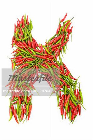 Alphabet with green and red peppers - letter