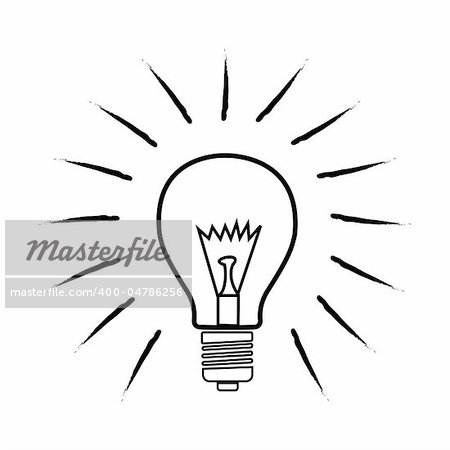 illustration of  sketchy bulb on white background