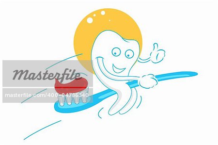 illustration of happy teeth with tooth paste on white background