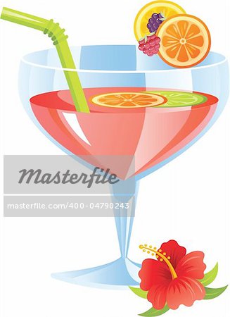 Stock Vector Illustration:  Tropical cocktail- vector