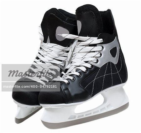 Skates hockey with lace on white background