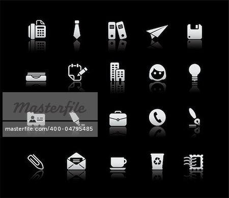 Vector icons reflected in black background.  -eps 8-
