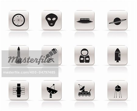 Simple Astronautics and Space Icons - Vector Icon Set 2