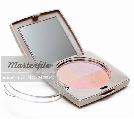 Set of the make-up with mirror on white background