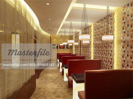 Interior of restaurant. 3d render.