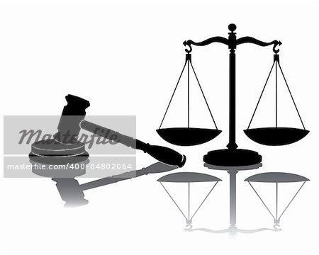 Justice symbols on a white background