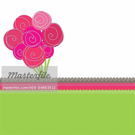 Bouquet of colourful pink roses. Vector illustration