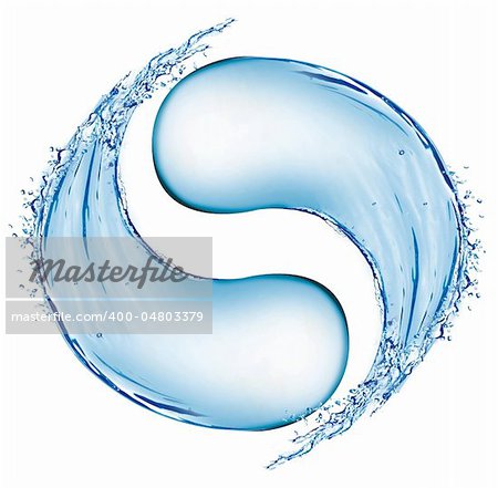 splash of water making a curve yin yang