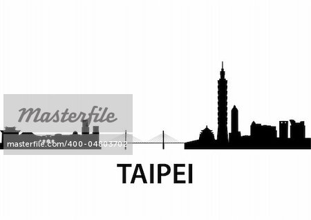 detailed vector skyline of Taipei