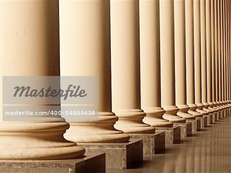 Old columns is ancient style. Realistic 3D illustration sepia toned