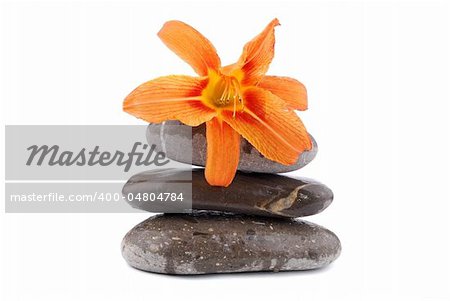 Grey stones with a white strip on a white background.