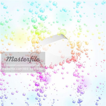 Colorful glowing bubbles under water. Vector illustration