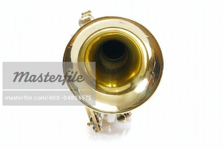 Old trumpet photo on the white background