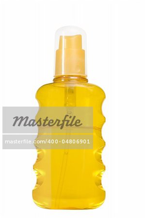 oil product, sun protection on white background