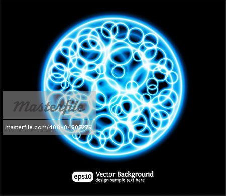 Eps10 bright effects round blue background. Modern light effect. Shining circle backdrop.