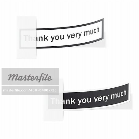 Thank you very much - black and white, stylish labels. Vector