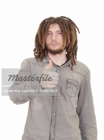 young dreadlock man isolated on white background