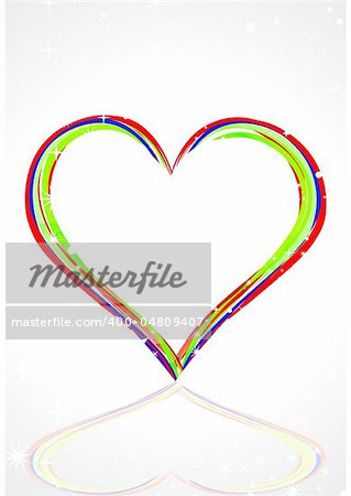 abstract colorful heart with line art