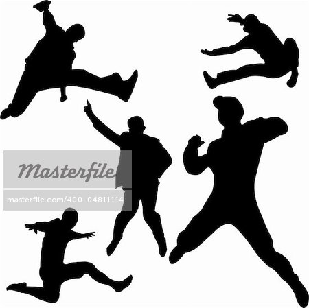 people jumping silhouettes - vector