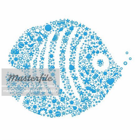 Fish From Vacation Icons, Isolated On White Background, Vector Illustration