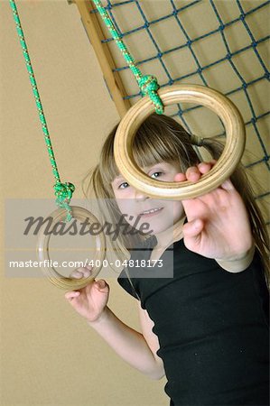 child playing at home gym